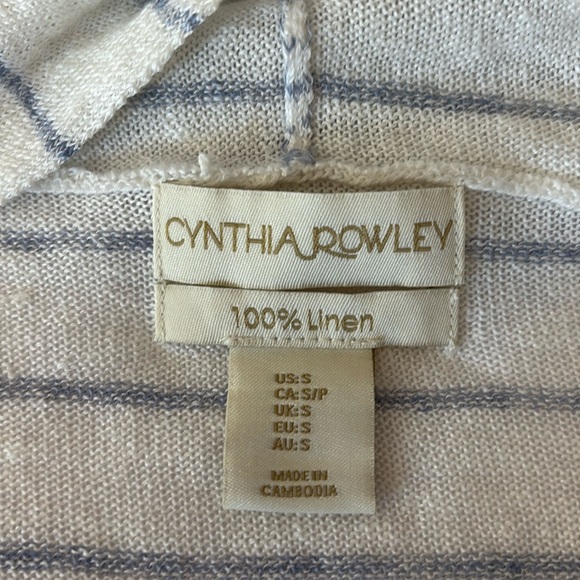 Cynthia Rowley 100% Linen Open Front Cardigan Small Long Sleeve Hooded Beachy - Picture 3 of 8